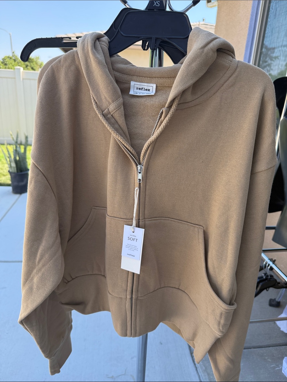 Reflex Zip-Up Hoodie in Camel Brown